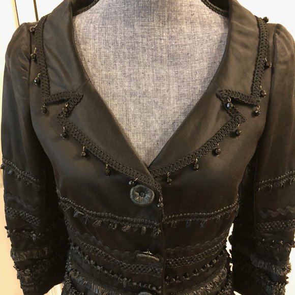 Moschino Cheap & Chic Black Beaded Silk Jacket - Picture 2 of 8